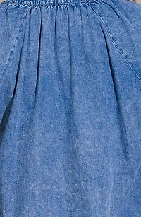 Long Sleeve Washed Denim Top