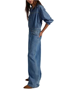 Carpe Diem Long Sleeve Denim Jumpsuit