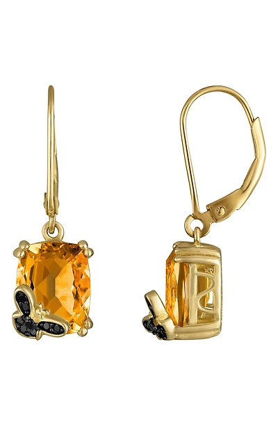 Citrine & Cubic Zirconia Bee Lever-Back Earrings