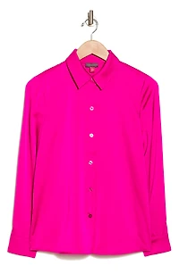 Satin Long Sleeve Button-Up Shirt