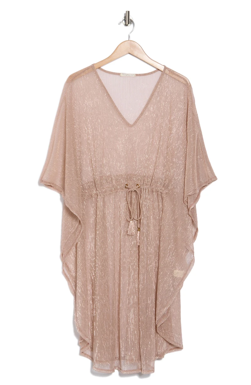 Metallic Drawstring Waist Poncho