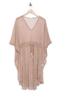 Metallic Drawstring Waist Poncho