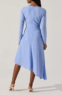 Long Sleeve Asymmetric Hem Midi Dress