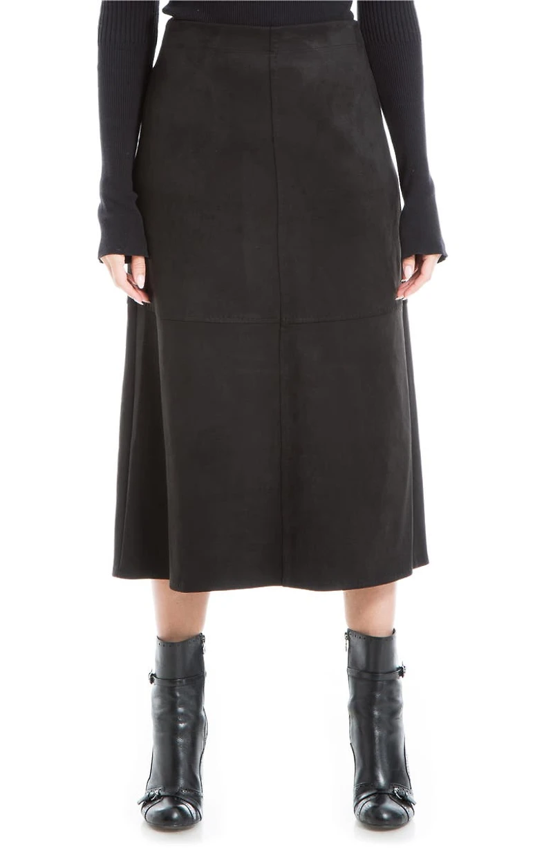 Faux Suede A-Line Midi Skirt