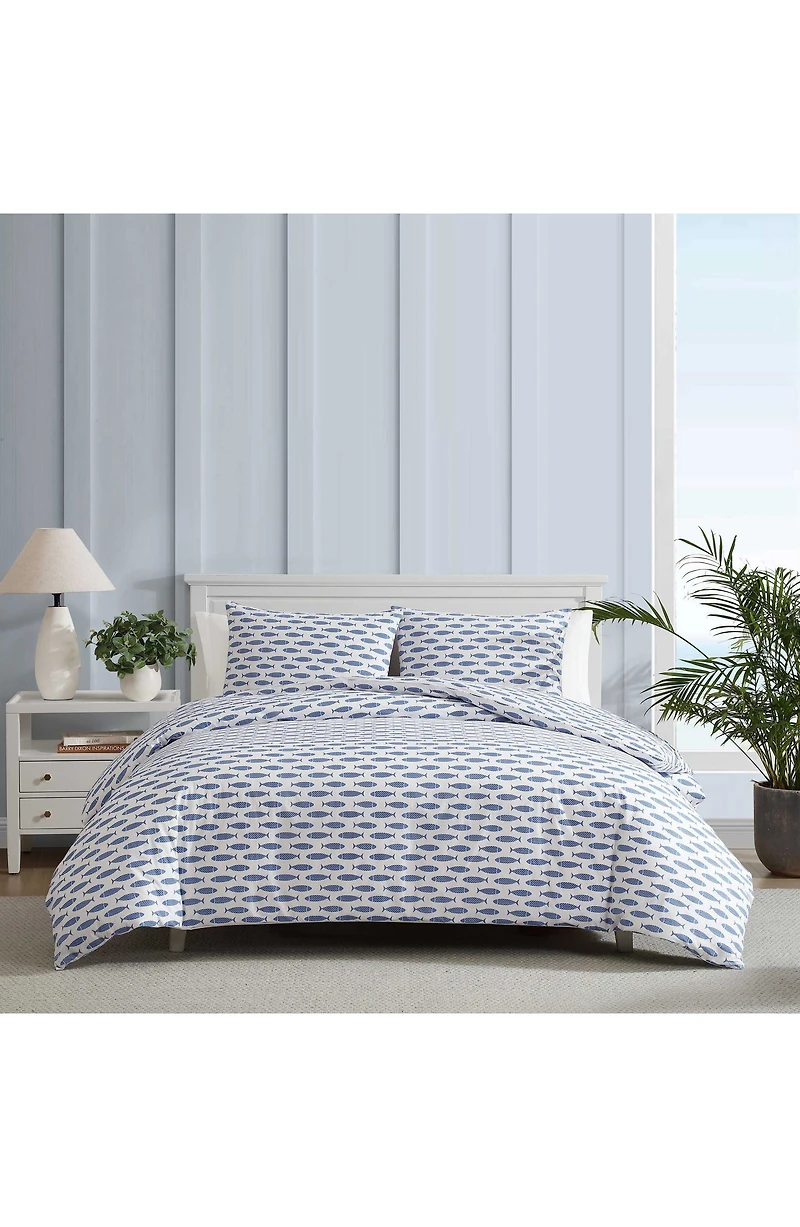 Fish Cotton Percale Duvet Set