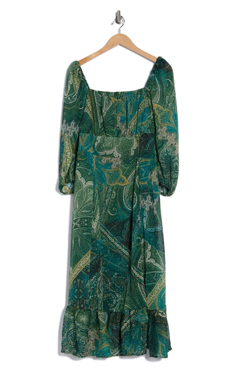 Square Neck Long Sleeve Maxi Dress