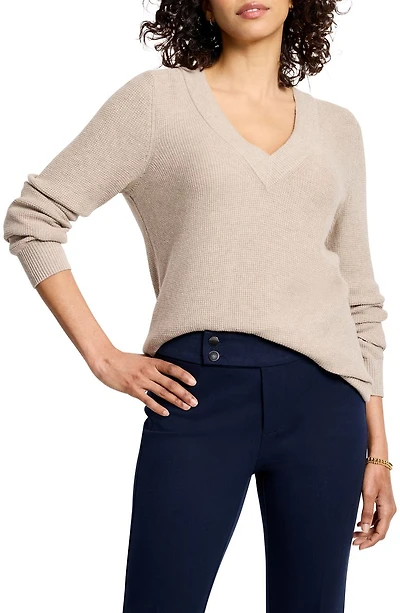 Waffle Stitch V-Neck Sweater