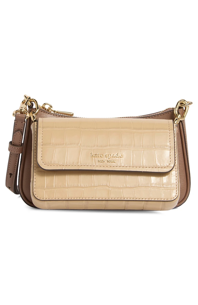 double up croc-embossed crossbody bag