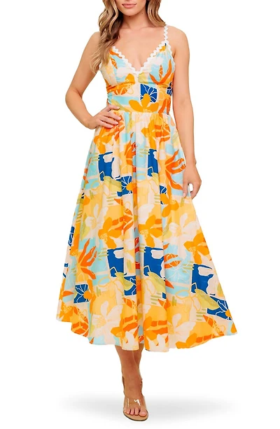 Floral V-Neck Midi Dress