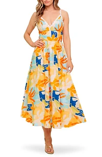 Floral V-Neck Midi Dress