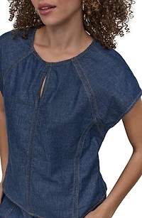 Contrast Stitch Denim Top