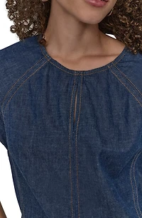 Contrast Stitch Denim Top