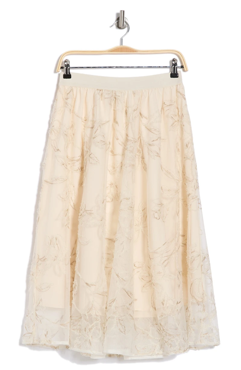Chiffon Overlay Midi Skirt