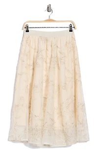 Chiffon Overlay Midi Skirt