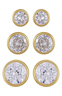 Set of 3 Cubic Zirconia Stud Earrings