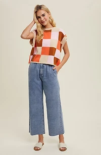 Raw Hem Wide Leg Jeans