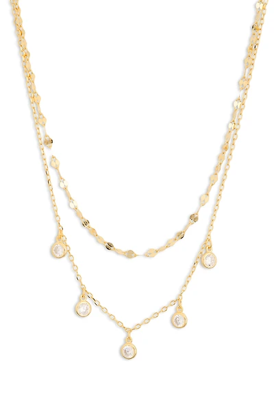 CZ Bezel Charm Chain Necklace
