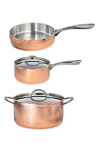 Hammered Copper Six-Piece Cookware Set