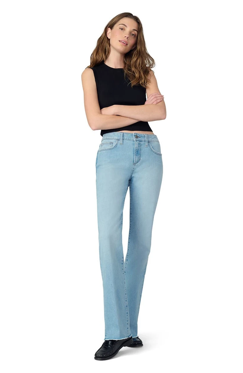 Frayed Mid Rise Bootcut Jeans