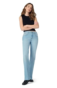 Frayed Mid Rise Bootcut Jeans