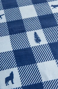 Logde Plaid Print Reversible Faux Shearling Throw Blanket