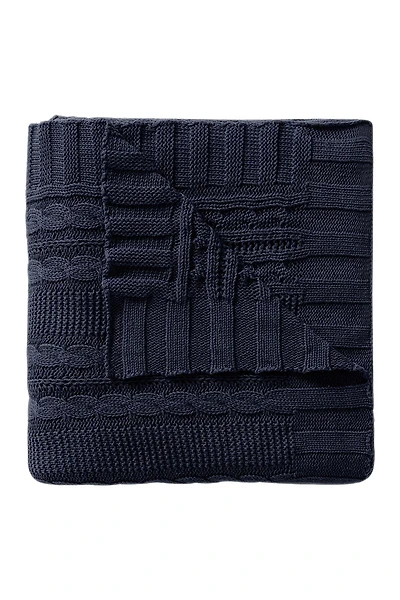 Dublin Cable Knit Throw Blanket - Navy