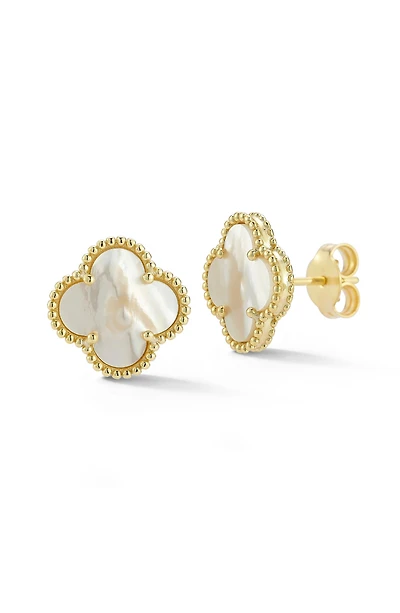 Mother-of-Pearl Clover Stud Earrings