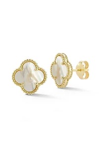 Mother-of-Pearl Clover Stud Earrings
