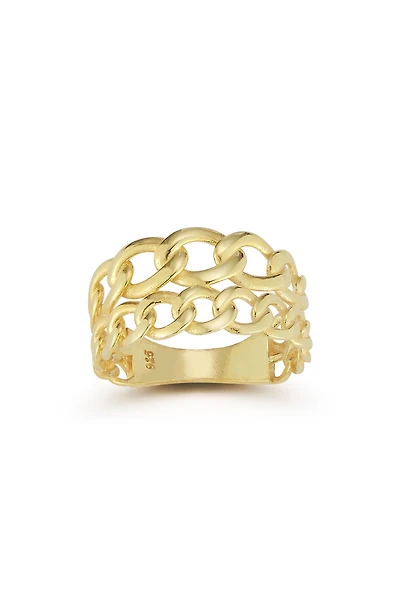 14K Gold Plated Sterling Silver Curb Chain Ring