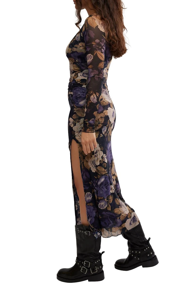 Gianni Long Sleeve Stretch Mesh Body-Con Dress