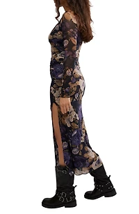 Gianni Long Sleeve Stretch Mesh Body-Con Dress