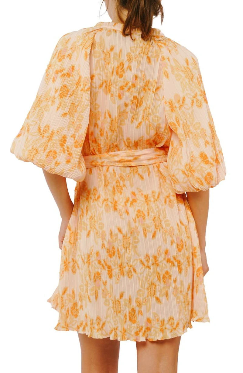 Aniston Plissé Belted Minidress