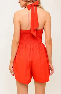 Solid Cutout Halter Romper