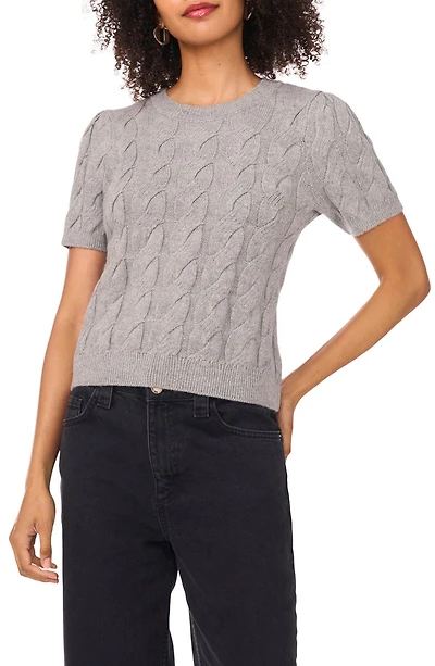 Cable Knit Puff Sleeve Sweater
