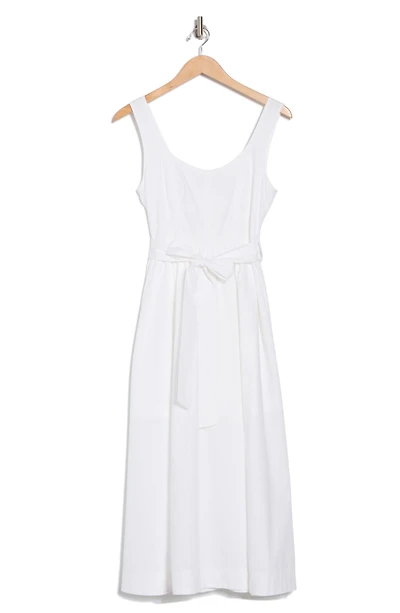 Belted A-Line Midi Dress