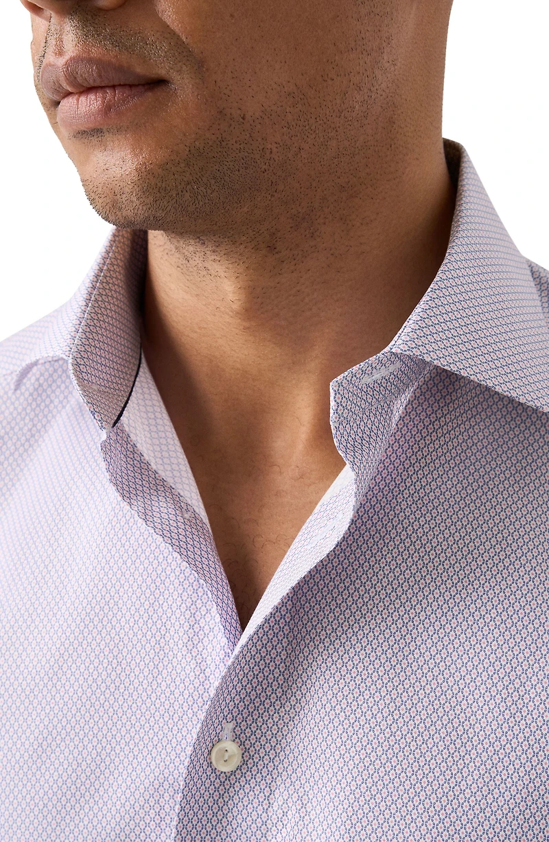 Slim Fit Geometric Print Cotton Dress Shirt