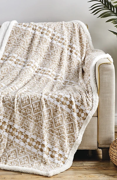 Tala Print Faux Shearling Throw Blanket