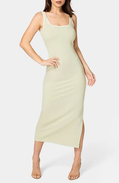 Contrast Square Neck Ribbed Maxi Tank Dress