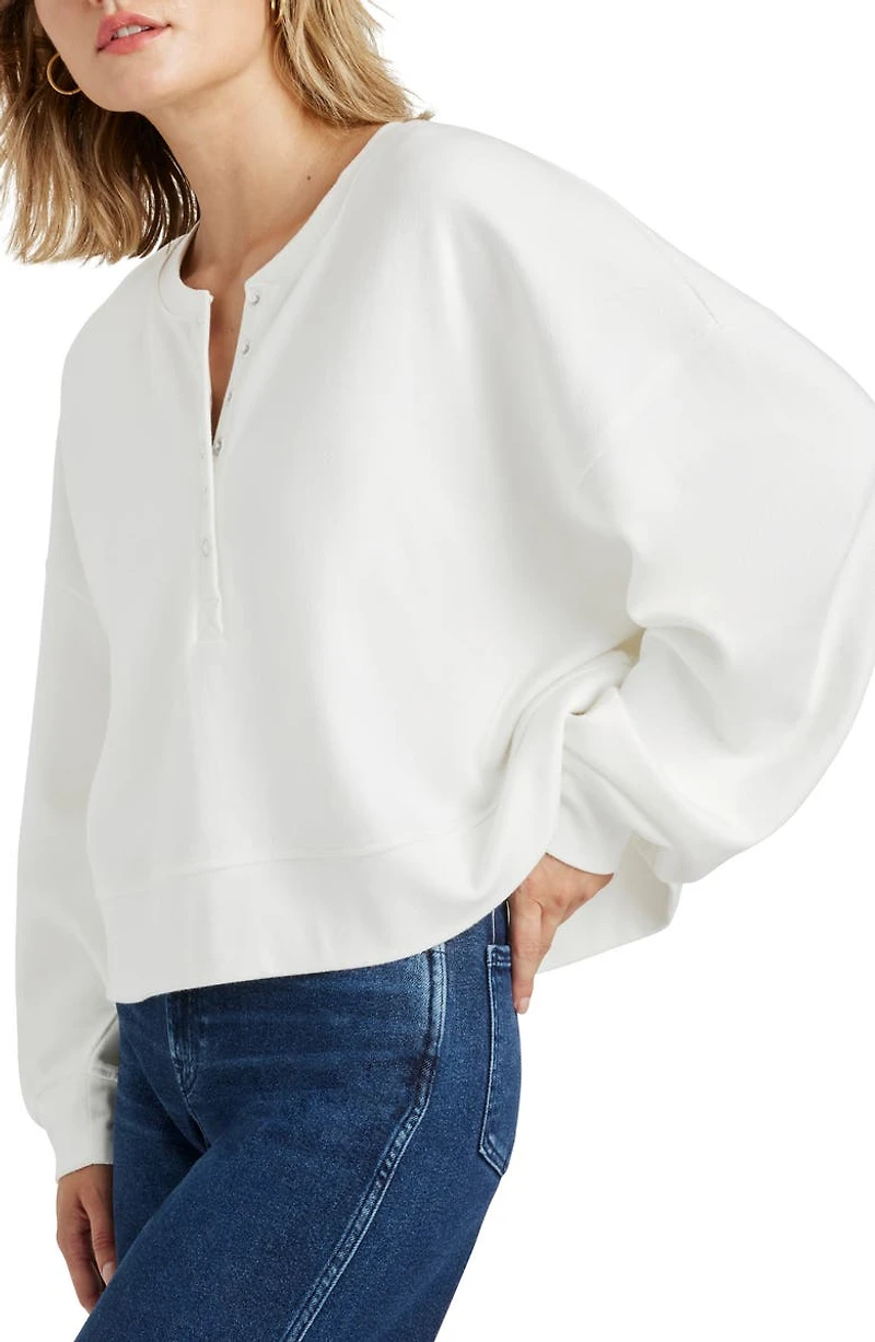 Henley Balloon Sleeve Sweatshirt