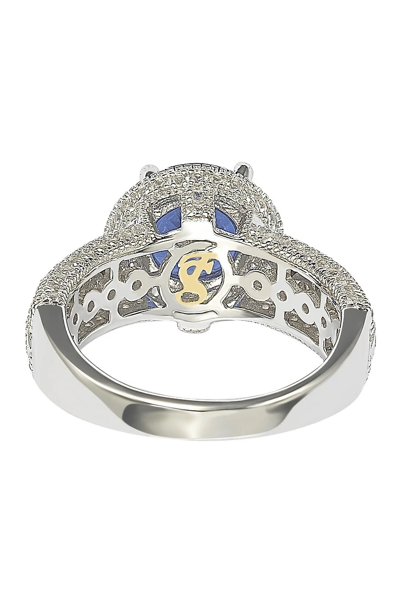 Sterling Silver Round-Cut Blue Sapphire & Diamond Accent Ring - 0.02 ctw