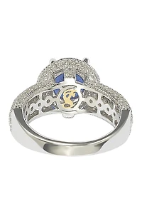 Sterling Silver Round-Cut Blue Sapphire & Diamond Accent Ring - 0.02 ctw
