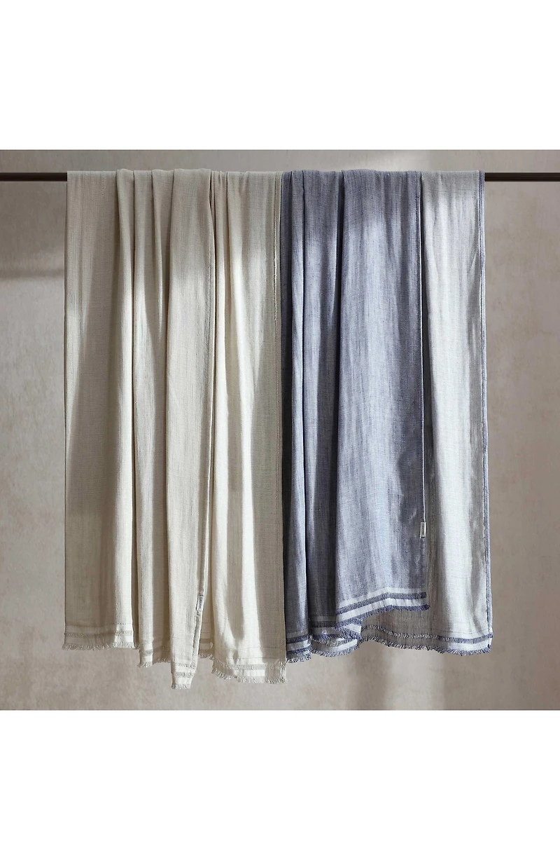 Fine Weave Linen & Cotton Blend Throw Blanket