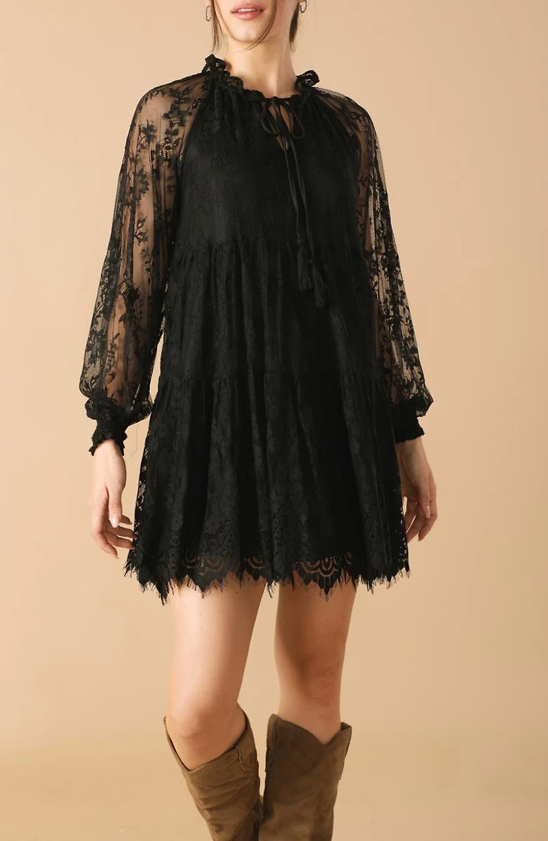 Long Sleeve Lace Minidress
