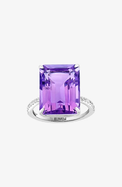 Sterling Silver Amethyst & White Topaz Ring