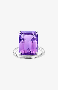 Sterling Silver Amethyst & White Topaz Ring