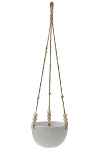 Matte White Caveman Ceramic Hanging Planter