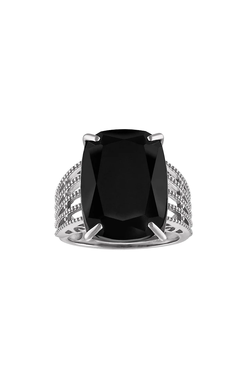 Sterling Silver Black Spinel Ring