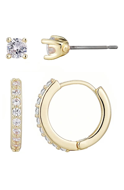 Set of 2 Cubic Zirconia Huggie Hoop Earrings