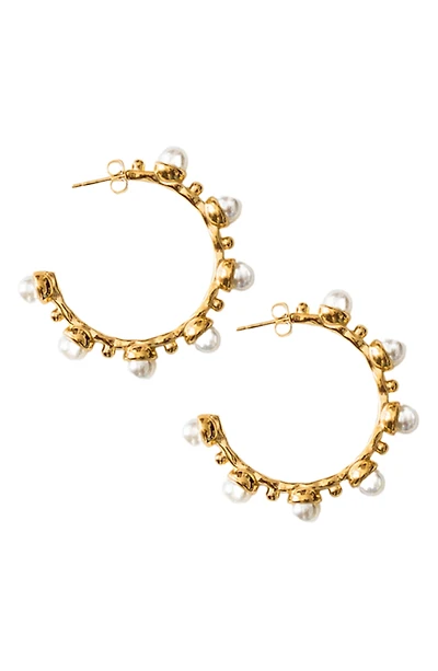 Nicole Faux Pearl Hoop Earrings
