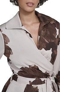 Floral Stretch Cotton Wrap Dress